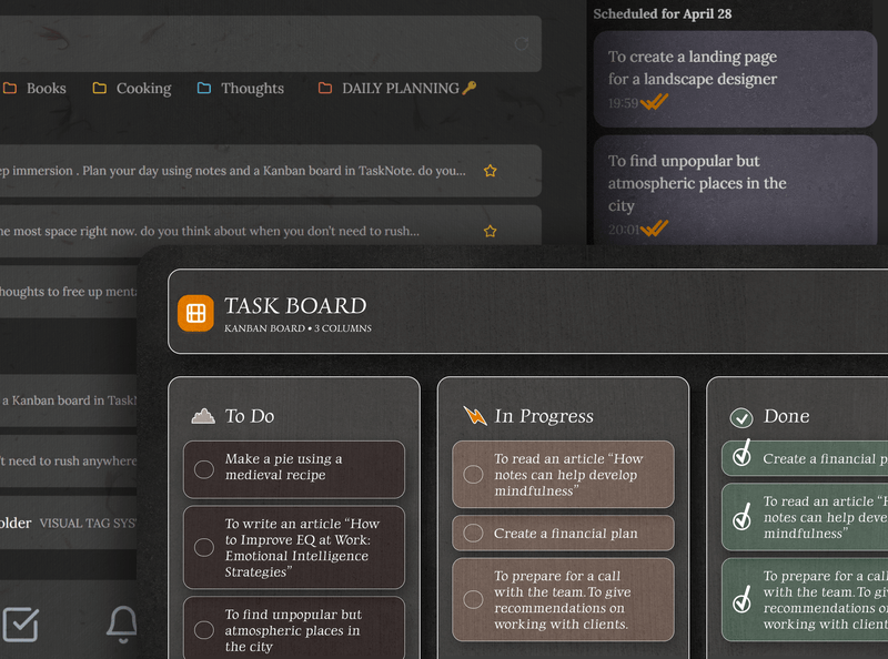 TaskNote app showing notes tasks and reminders in one unified interface