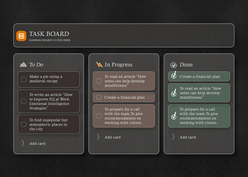 A kanban board for developer work in TaskNote